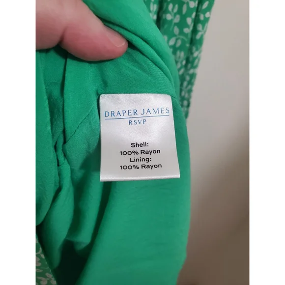 Draper James RsVP Green Flowy 3/4 SLEEVE MIDI GREEN DRESS. SIZE LARGE - Picture 7 of 7